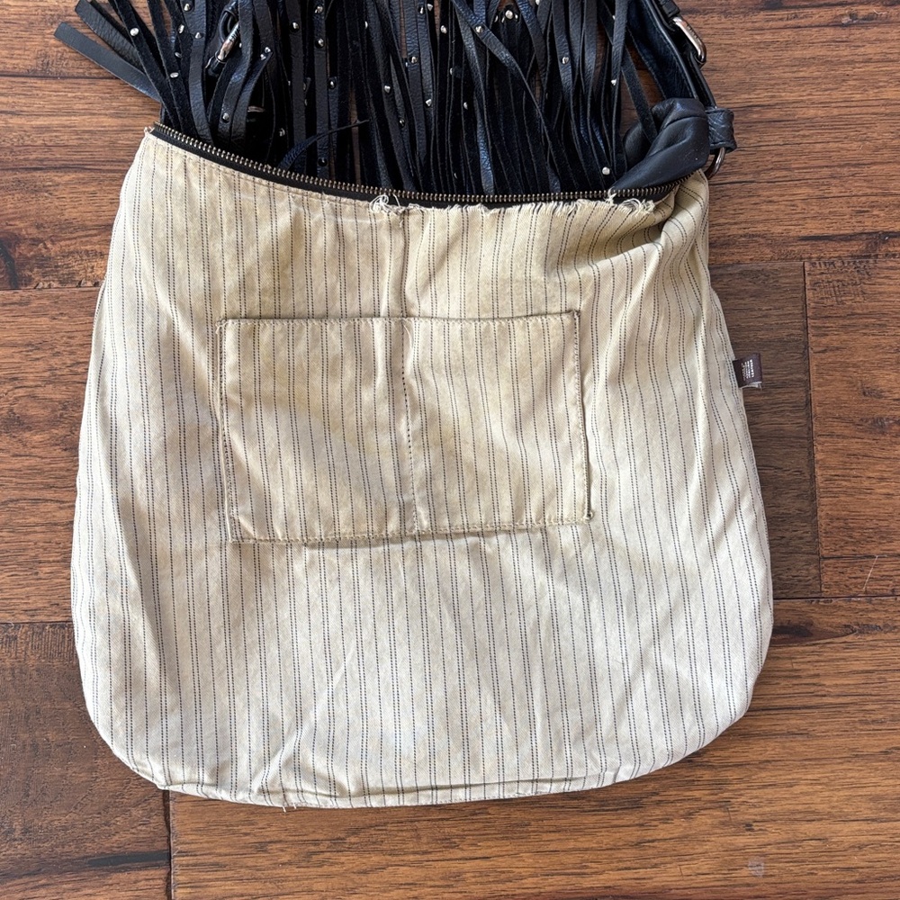 Frye Heidi Handag Studded Black Leather Fringe - Stud Hobo - Picture 8 of 11